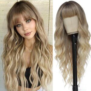 Women's 26 Inch Blonde Long Natural Looking Heat Resistant Synthetic Wig